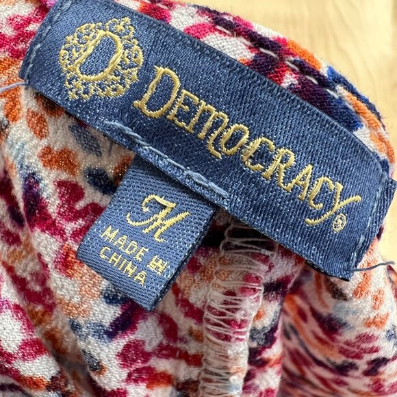 Democracy Floral Stripe Kimono Blouse Red Multicolor Size Medium - Picture 7 of 8